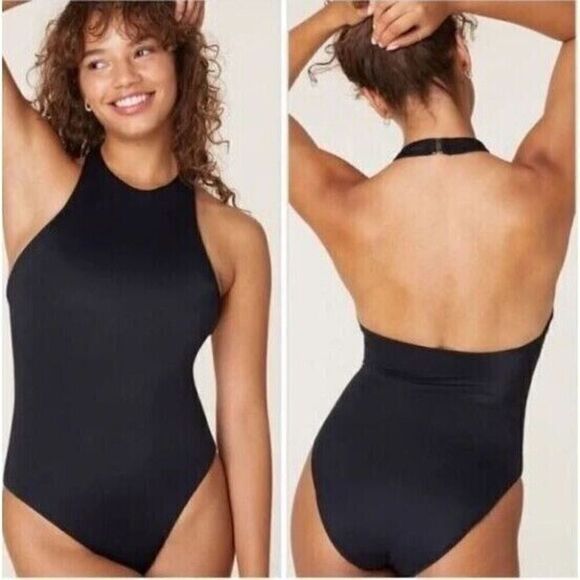 Andie Swim Large Black The Luzon One Piece Halter Neck Swimsuit Beach Pool - Picture 3 of 6